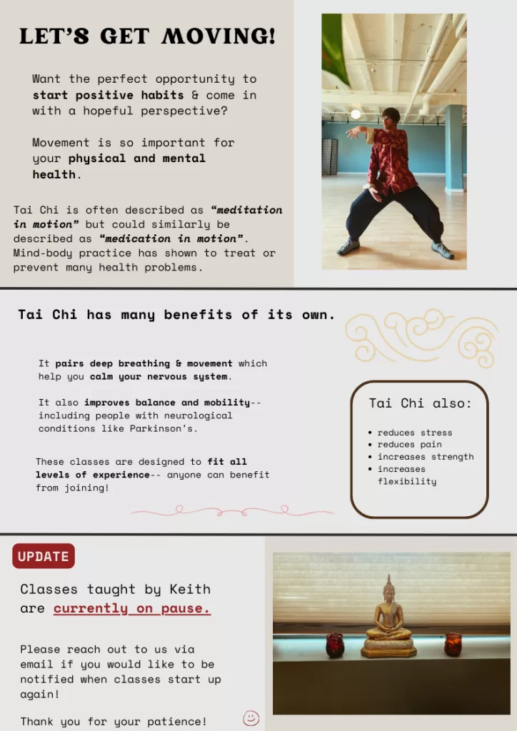 keith doing a tai chi movement and discussing the benefits of tai chi